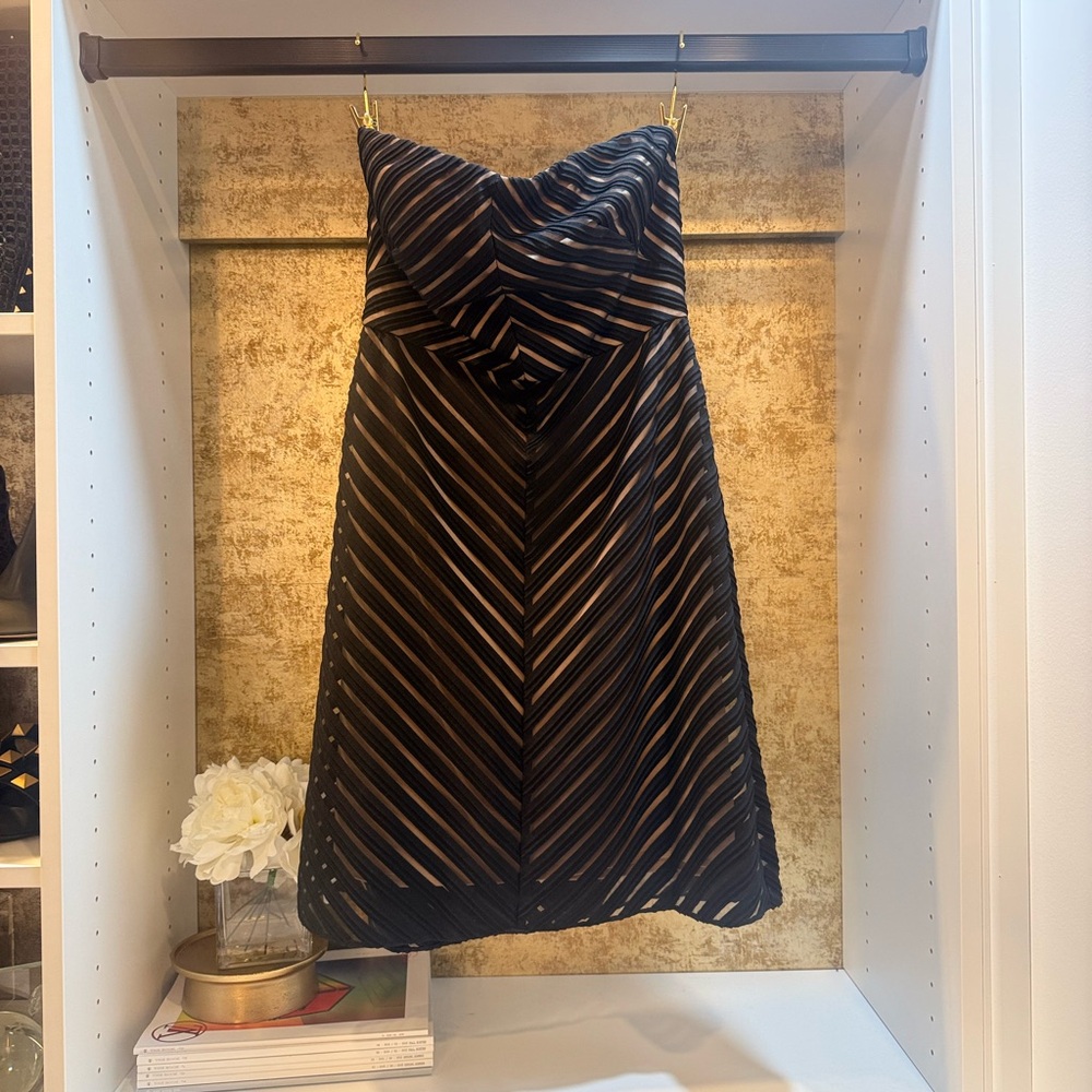 White House Black Market Strapless Black and tan (lining) Dress